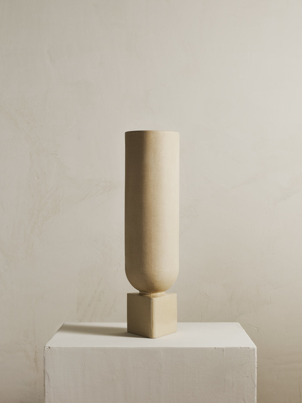 Tava matte cylindrical vase with glazed triangular base